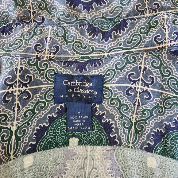 Vintage Cambridge Classics Shirt Geometric Short Sleeve Button Up Mens Medium - Picture 6 of 6